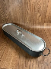 RARE Calphalon Commercial Hard-Anodized Fish Poacher w/ Lid & Steamer Insert