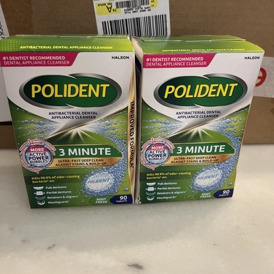 Polident Overnight Whitening Dental Cleanser Tablets 90 Count 180 Total 10/31/27