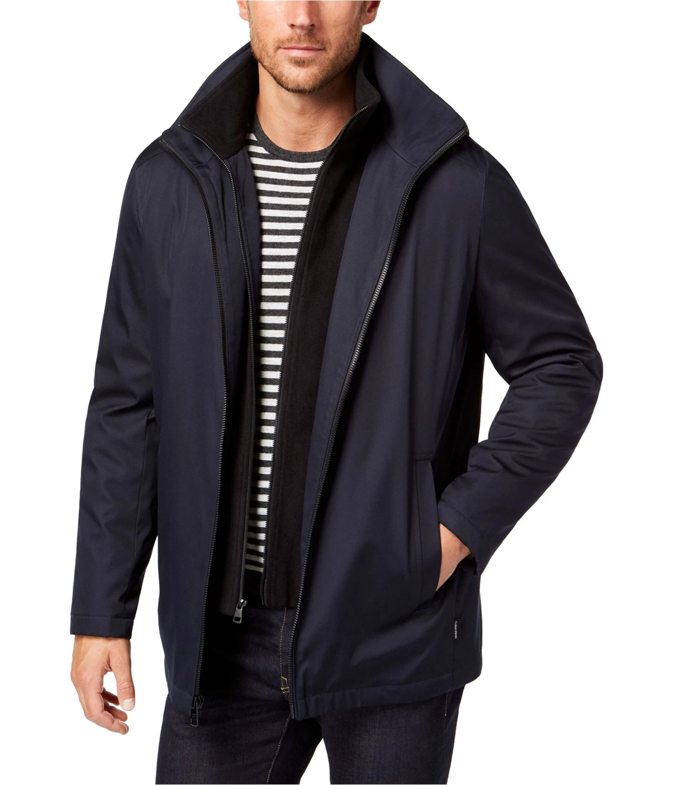 Calvin Klein Mens Ripstop Jacket, Blue, Small