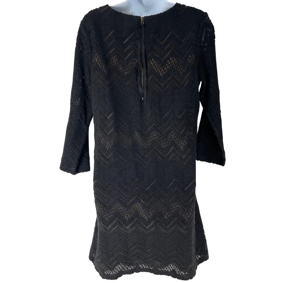Studio M Dress Size L Black Lace Overlay Long Sleeves Wool Blend Y2K Goth Witchy - Image 2 of 4