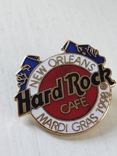 Hard Rock Cafe New Orleans Red Logo Double Blue Jester Mask Gold Trim Pin