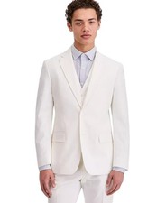 Tommy Hilfiger Mens Modern fit Chambray Suit Jacket Blazer 44 L White Solid