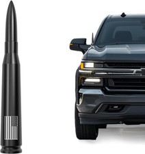 Black 5.5in 50 Cal American Flag Bullet Antenna for Silverado Sierra 1500 2500