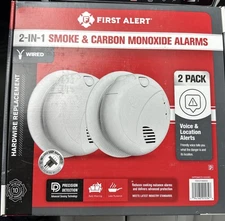 First Alert 2 Pack  2-in-1 Smoke & Carbon Monoxide Alarms w/ Voice Alerts 