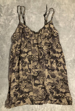 Vintage Y2k Dress Guess 100% Silk Women's Medium Slip Smocked Peace Roses LA