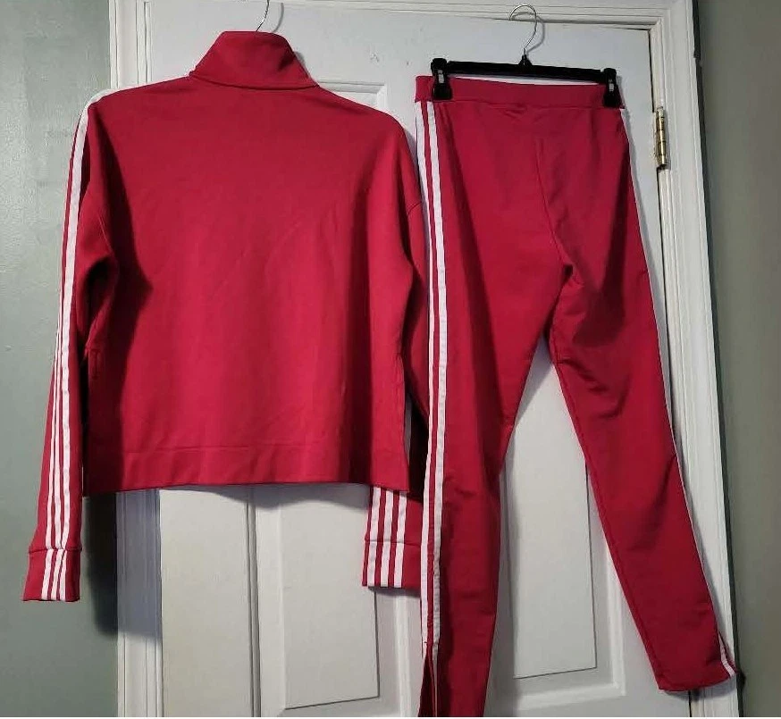 Adidas Original Women's Tracksuit Pink/White Trefoil Jacket (S) and Pants (M) - Image 3 of 4