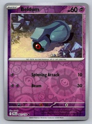 Beldum 061/159 C Journey Together Pokemon Reverse Holo NM