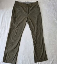 Orvis Tech Men Olive Green Stretch Hiking Outdoor Water Repellent Pants Sz 34x30