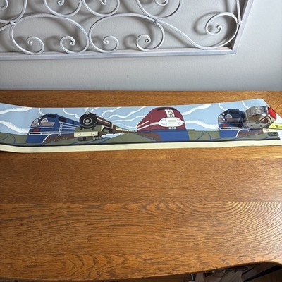 Trains Wallpaper Border   Art Deco - Railfans- Opened Sample