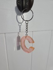 Initial New Block Letter C Resin Melon W Sparkle Key Chain