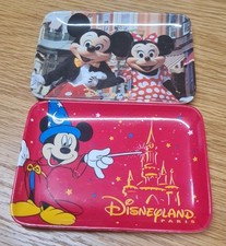 2 Disney Dishes Mickey Minnie Mouse Rectangular Plastic Shaped Plate Vintage F
