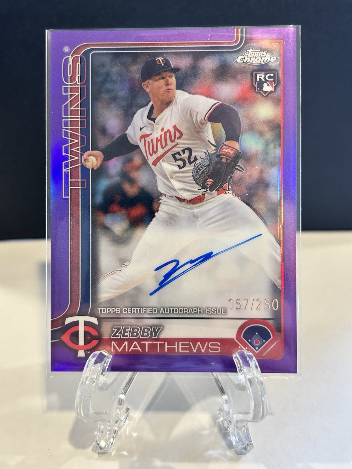 2025 Topps Chrome Rookie Autographs Zebby Matthews #RA-ZM Purple Refractor /250