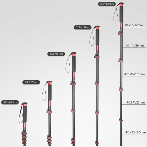 5-Section Monopod Aluminum Monopod 67" Camera Video Monopod Flip Lock Unipod - Picture 6 of 8
