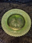 Anchor Hocking Miss America pattern 7" uranium glass plate *UV GLOWS*