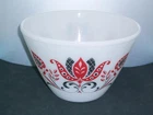 Vtg Anchor Hocking Fire King Red & Black Tulip Nesting Mixing Bowl 8-1/2"