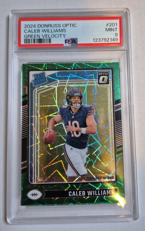 2024 PANINI DONRUSS OPTIC GREEN VELOCITY #201 CALEB WILLIAMS RC PSA 9 BEARS