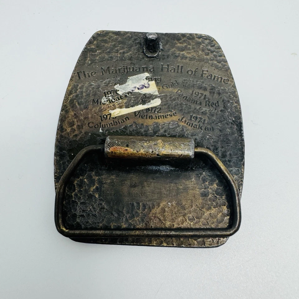 Vintage 1970 Marihuana Salón de la Fama "Panama Red" Cinturón Hebilla Olla Hierba Foto 2 de 2