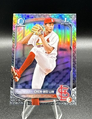 2025 Bowman Chen-Wei Lin Chrome Steel Metal 1st Prospect #/100 Cardinals