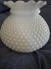 Vintage White Milk Glass Hobnail Student Lamp Shade Ruffled Edge 7" Fitter