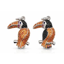 Silver-Tone Toucan Pendant Necklace, 26-inch Singapore Chain