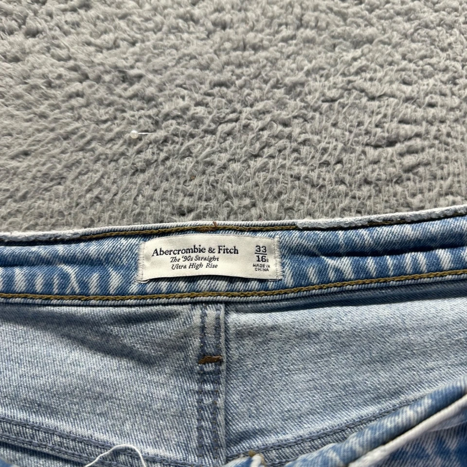 Abercrombie Fitch Jeans Women Size 16 Blue Stretch 90s Straight Ultra High Rise - Image 3 of 4