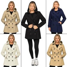 Enzo Cappotto Trench Da Donna Impermeabile Con Cintura Giacca Doppiopetto