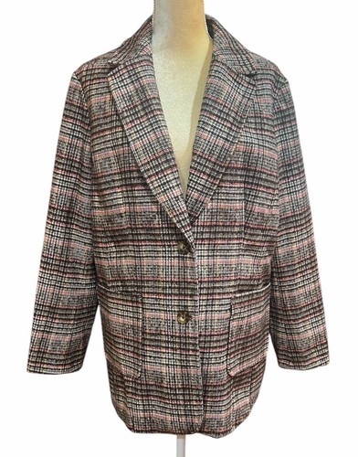 St. Johns Bay Blazer Houndstooth Plaid Wool Blend Jacket Women’s Plus Size 1X - Picture 1 of 11