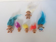 Lot of six vintage mini troll dolls, including Wish-Nik and Treasure Troll figur