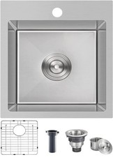 Comllen YJ1818SW 18x18 in Drop in Bar Sink 9 in Deep Single Bowl 16 Gauge Steel