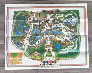 Vintage 1969 ASTROWORLD Map Amusement Park Souvenir Map Size 24x30 Houston Texas