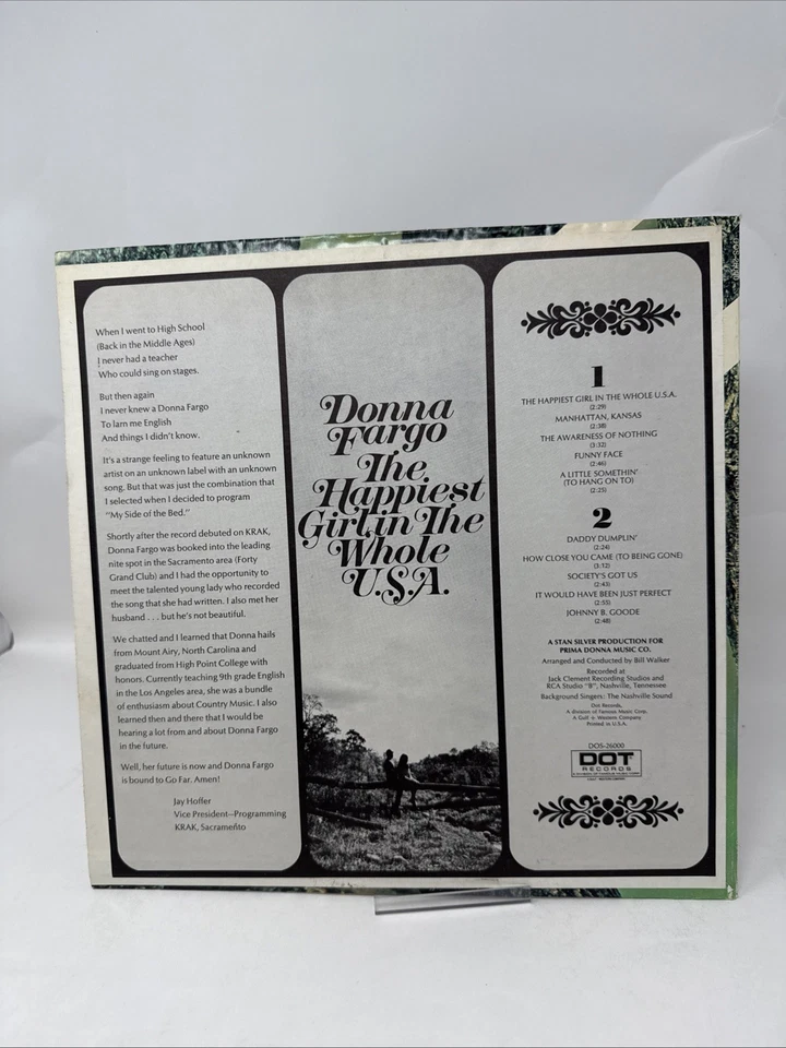 Donna Fargo The Happiest Girl In The Whole USA Vinyl Record LP (VG) Foto 2 de 4