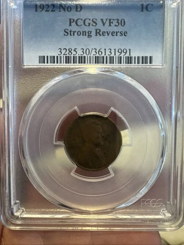 1922 No D Lincoln Wheat Cent Strong Reverse 1c PCGS VF30
