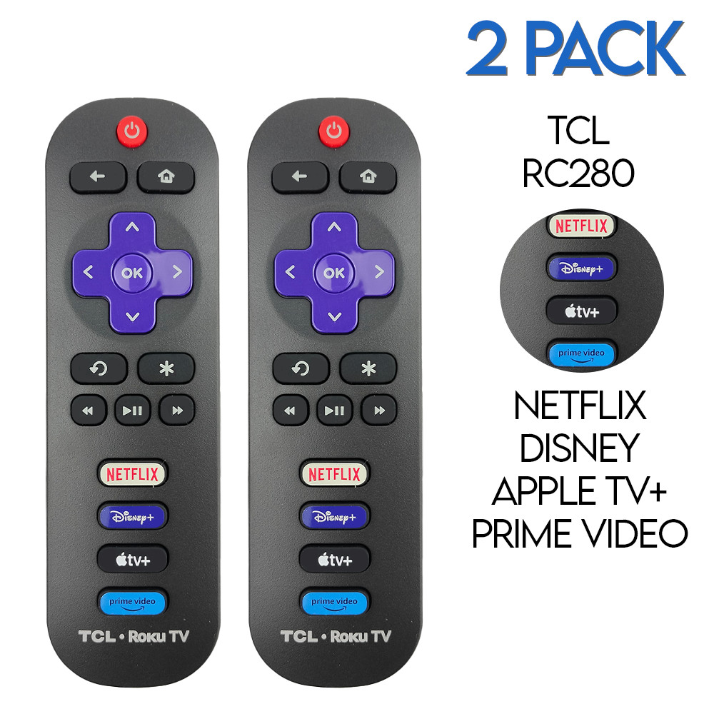 2 Pack New Original TCL RC280 Smart TV Remote Controls Netflix Disney Apple TV