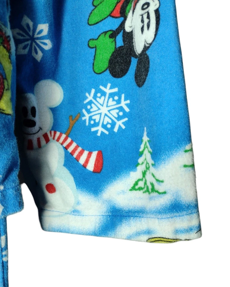 Pijama de franela abotonada escena de invierno Disney talla M Mickey Mouse Pluto LEER Foto 3 de 4