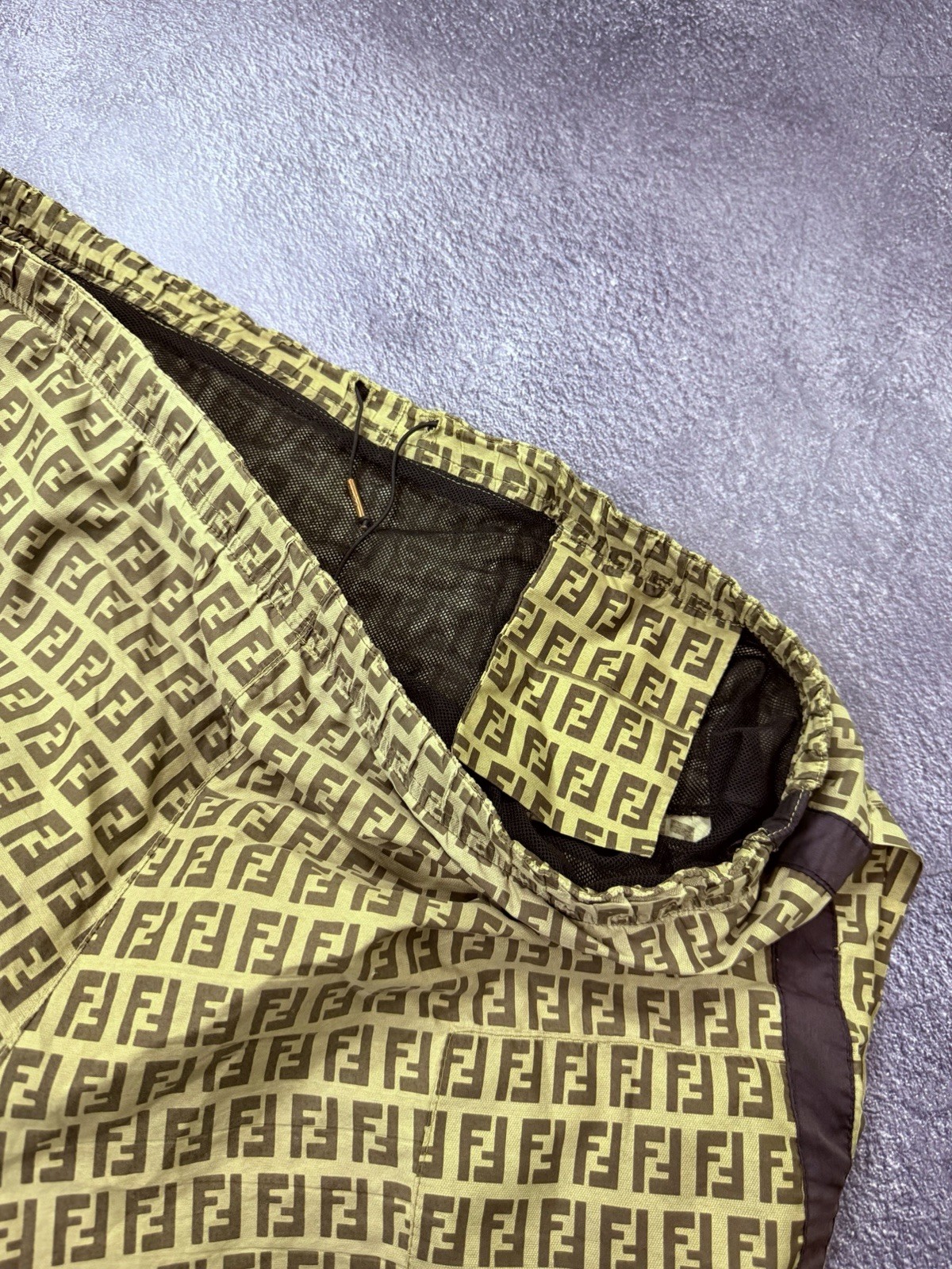 Vintage Fendi Zucca Monogram Swim Shorts Trunks Brown FF Logo IT 46 US Small thumbnail 10