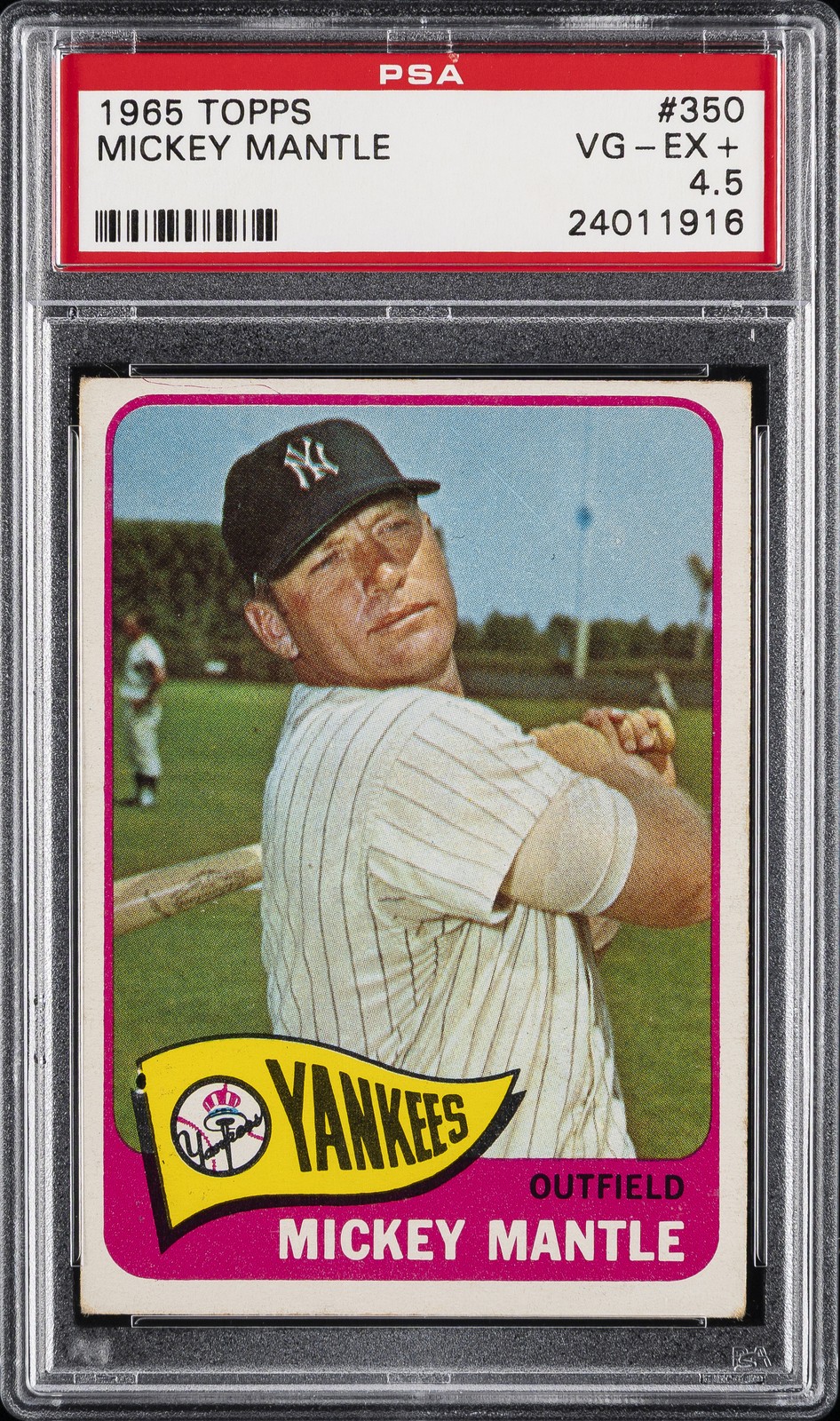 1965 TOPPS #350 MICKEY MANTLE PSA 4.5