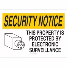 BRADY 95494 Security Sign, 14 in Height, 20 in Width, Plastic, Rectangle,