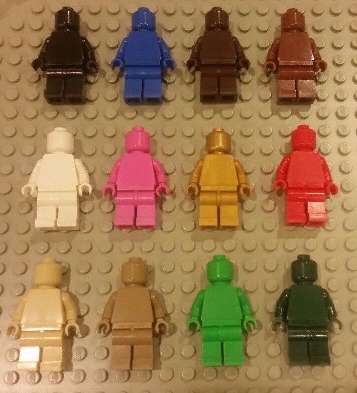 Lego NEW Genuine - Monochrome Minifigures - Plain Solid Torso Legs Male Female