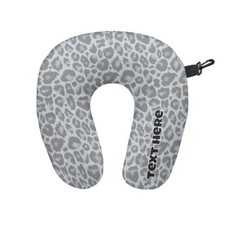 Personalised Leopard Print - Grey - Travel Neck Pillow for airplanes