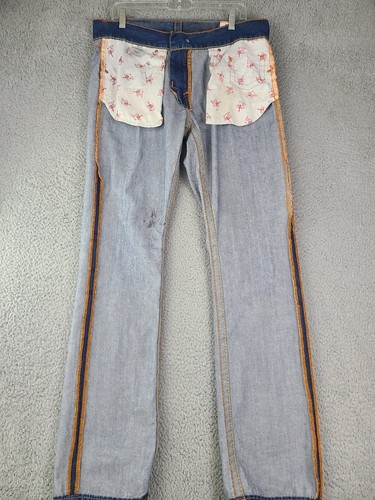 True Religion Jeans Mens 34x33 Straight Big T No Flap Zip Dye Flame Rock Star - Picture 17 of 24