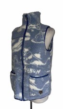 Heaven By Marc Jacobs Vest Blue-white Fleece "cloud Love"zip Front Size S Nwt
