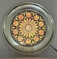 US Historical Society Washington Cathedral Glass Rose Window Art Glow Light