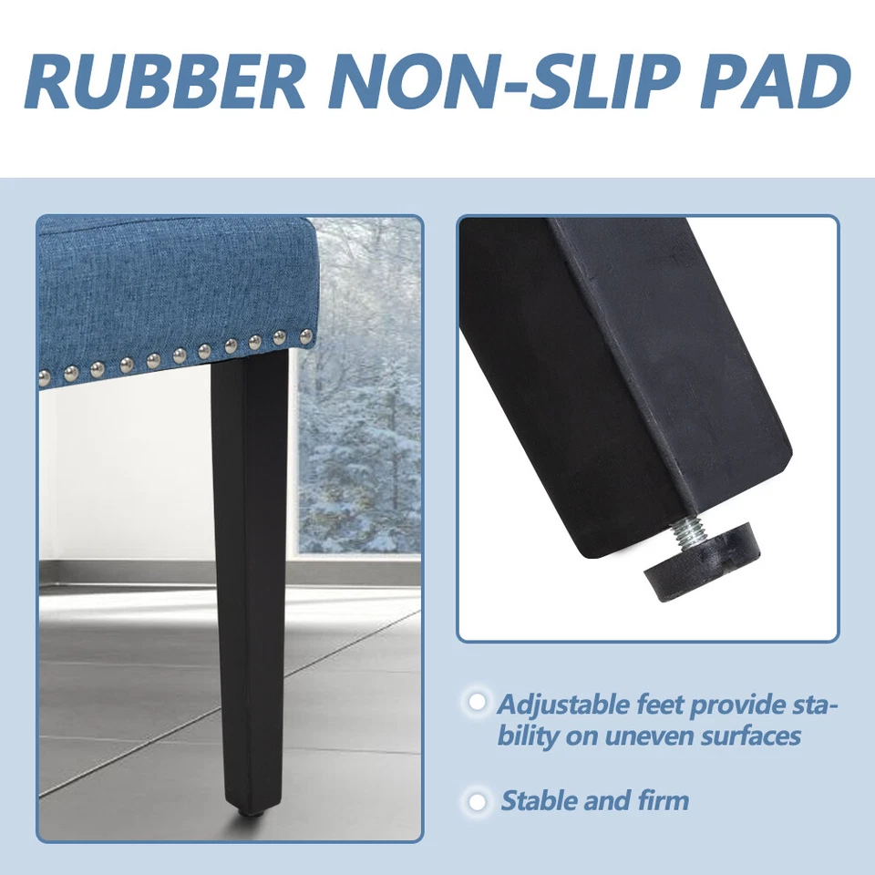 Комплект из 2 элегантных стеганых тканевых мягких современных обеденных стульев для дома - Изображение 4 из 4