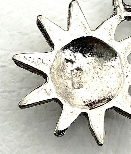 Pendientes de alambre francés vintage pequeños colgantes sol sonriente de plata esterlina - Imagen 9 de 9