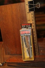 Vintage Fishing Lure Rapala In Box Fat Rap Deep Runner FR-5 P PErch