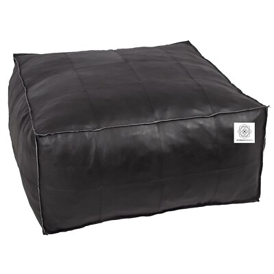 Genuine Pouffe Footstool Handmade Aamazing Brown Unstuffed Black