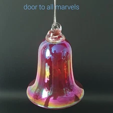 Zorza Poland ? Art Glass Bell Christmas Ornament Hand Blown Favrile Iridescent