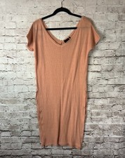 Out From Under Small Dress Urban Outfitters Knit Short Sleeve Side Slit Apricot