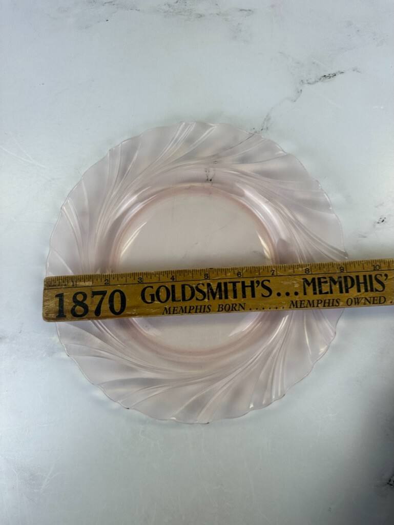 Vintage Vereco France Duralex Rivage Pink Swirl Pattern Plates 9'' Set of 8