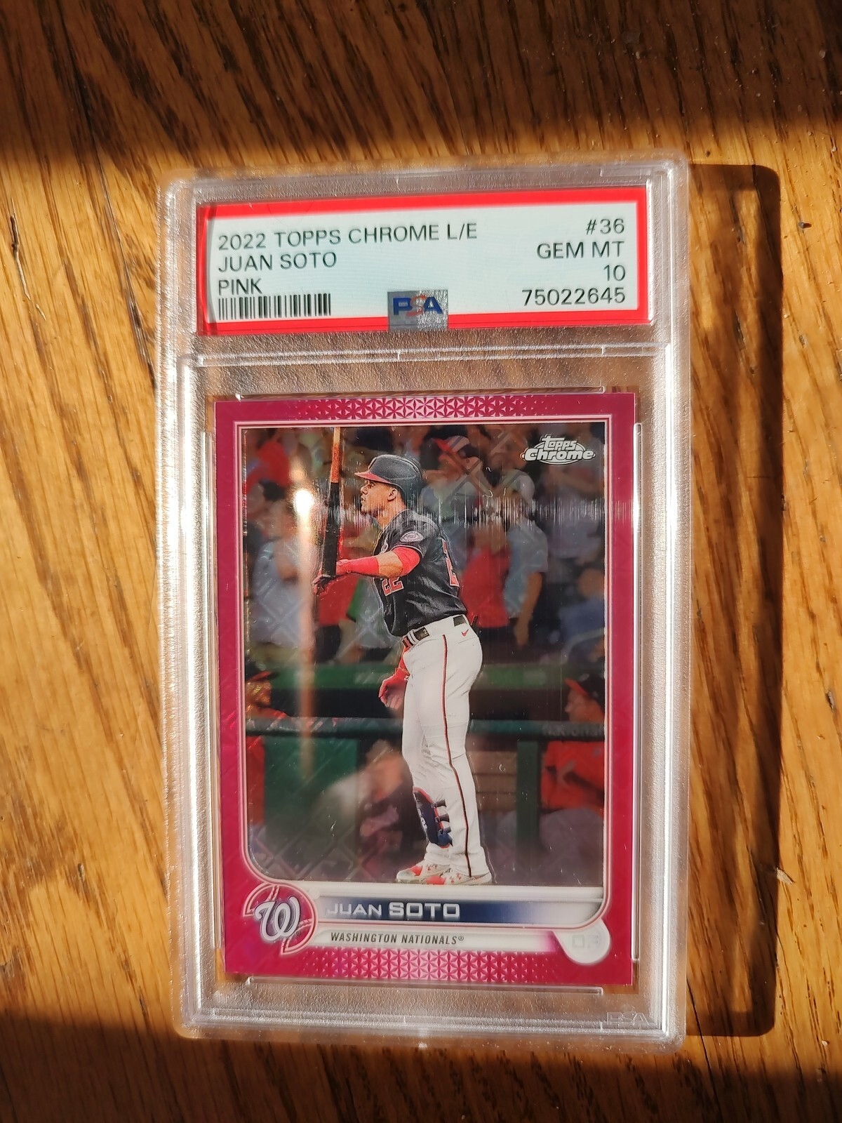 2022 Topps Chrome Juan Soto Logofractor Pink /199 PSA 10 GEM MINT #36
